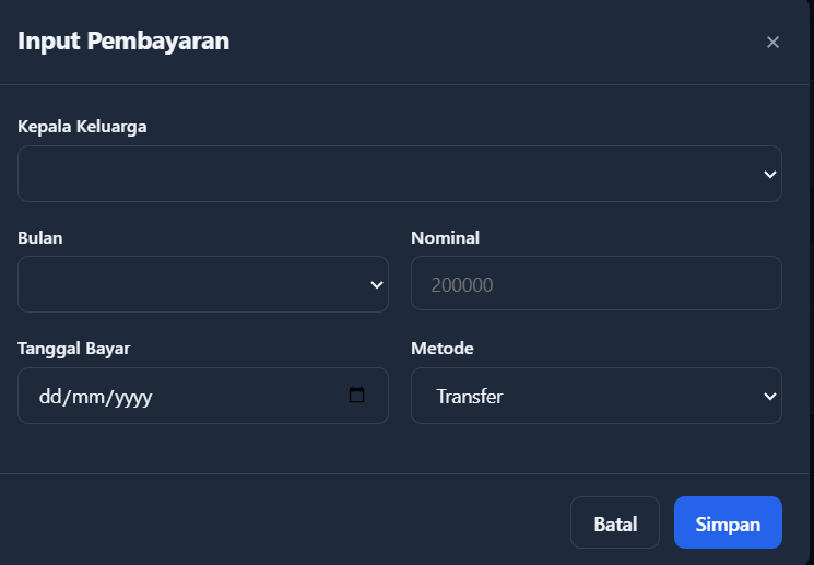 Form Input Pembayaran